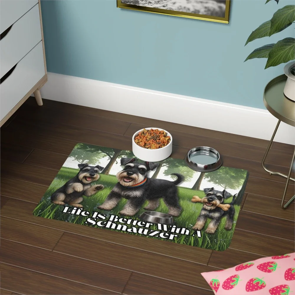 SCHNAUZER "Life Is Better With A" Dog Feeding Mat Puppy Cute Pet Decor